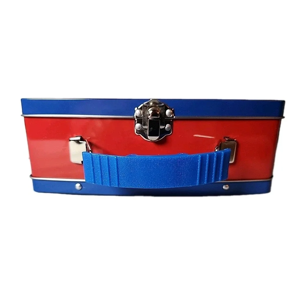 Paw Patrol Van Shaped Tin Lunch Box Carrier Blue w/Handle & Clasp Graphics Rare